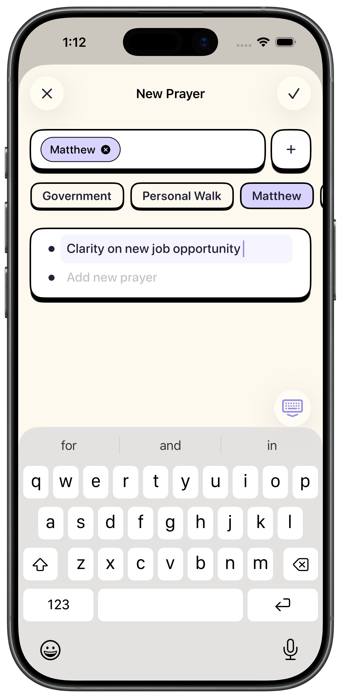 Adding a prayer request in Praily